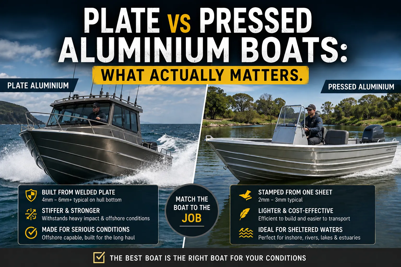 Plate vs Pressed Aluminium Boats: What Actually Matters